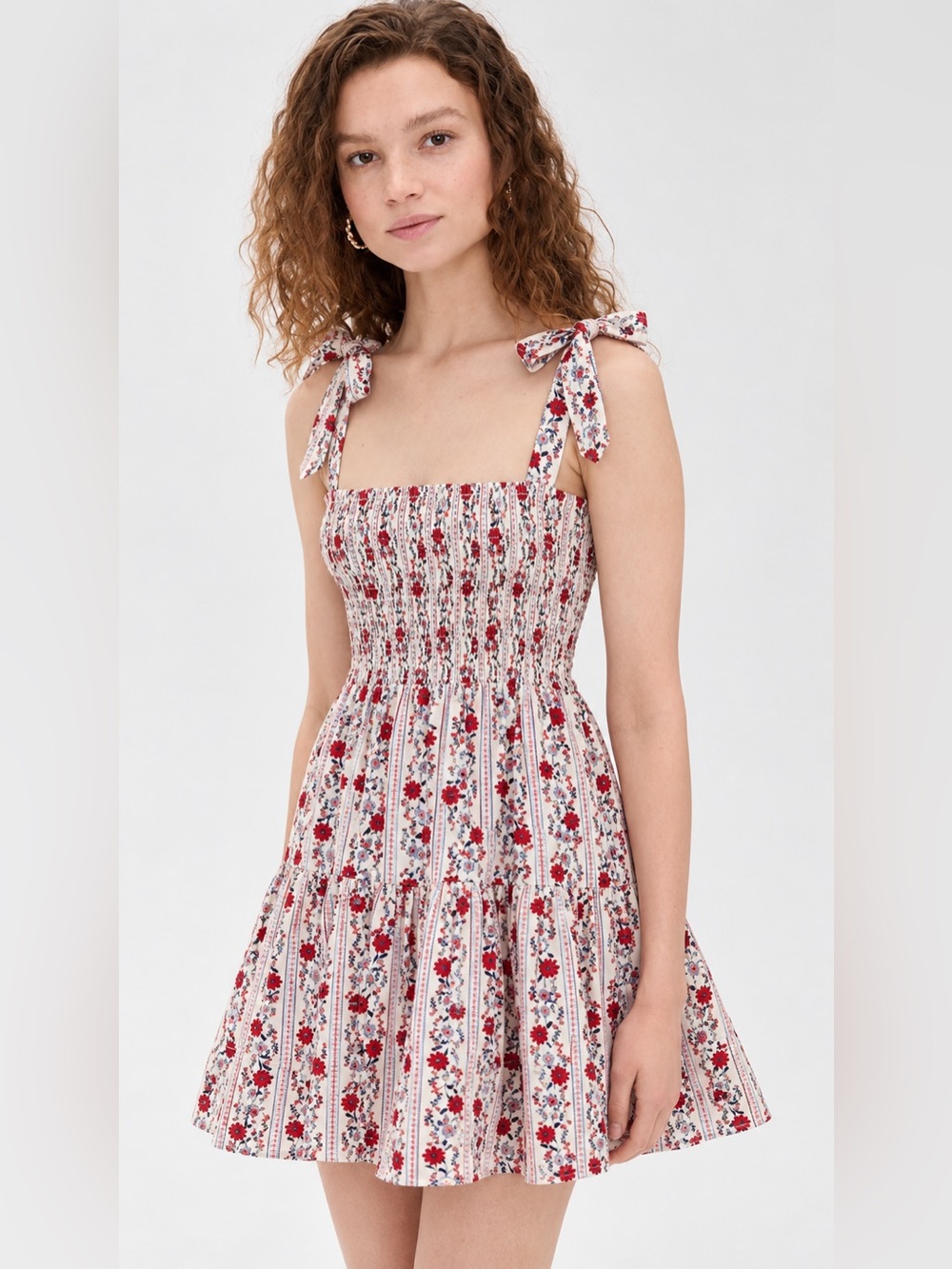 JOIE Ribbon Bow Nap Dress Blue Floral Block Stripe XL (Hill House Home Charlotte